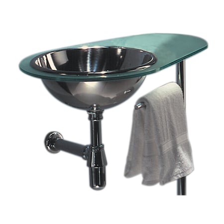 Whitehaus Aqua Laminated Matte Glass Counter Top W/ SS Drop-In Basin On Left Sid WHAQUA-L